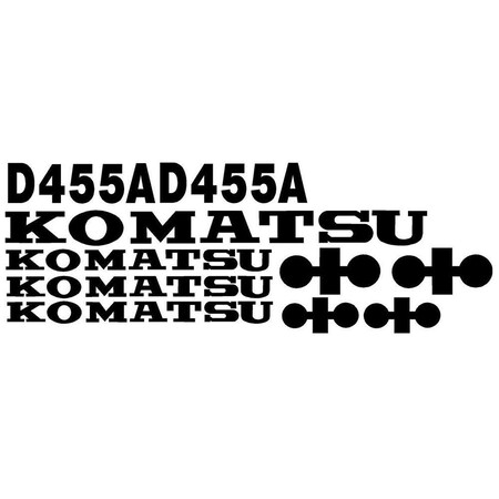 Aftermarket Komatsu Dozer D455A Black Decal Set (New) KOMD455ADECALSET